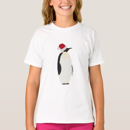 Christmas Penguin Funny Animal with Santa Hat  T_Shirt