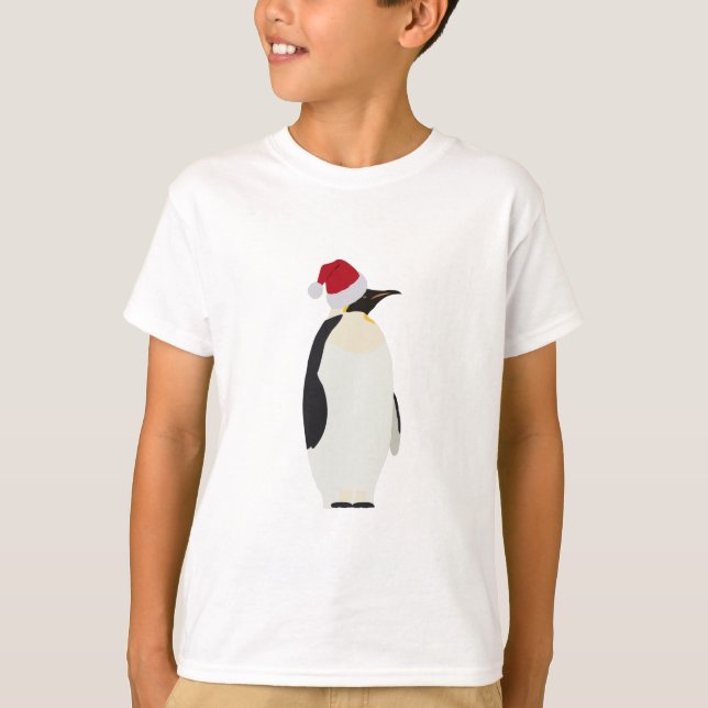 Christmas Penguin Funny Animal with Santa Hat T-Shirt (Front)