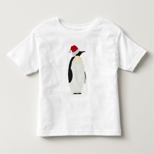 Christmas Penguin Funny Animal with Santa Hat Toddler T_shirt