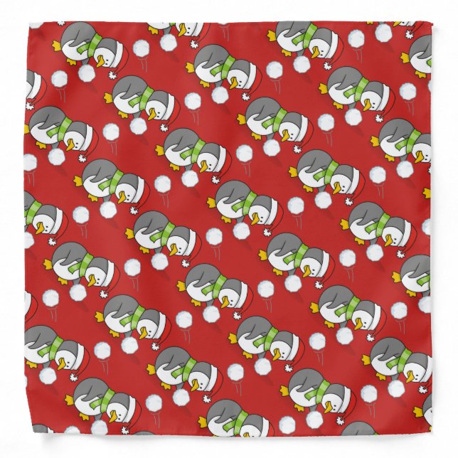 Christmas penguin getting a snow ball bandana (Front)