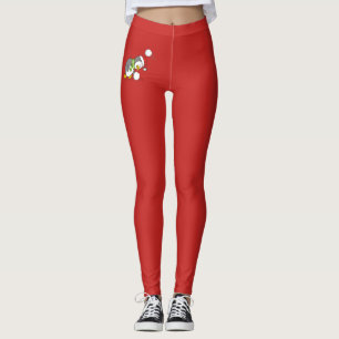 Christmas penguin getting a snow ball leggings