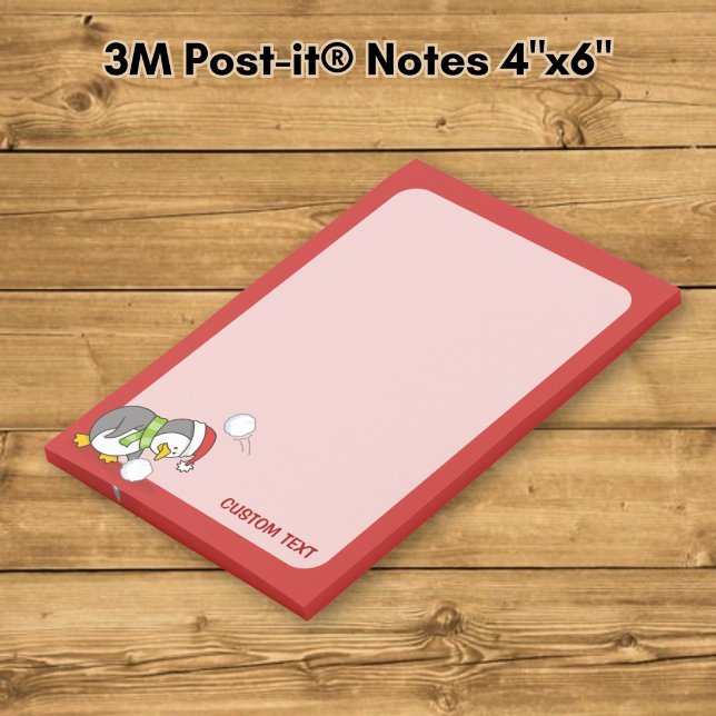 Christmas penguin getting a snow ball post-it notes (Creator Uploaded)