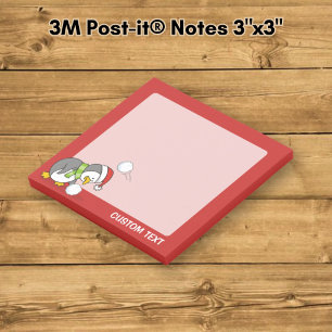 Christmas penguin getting a snow ball post-it notes