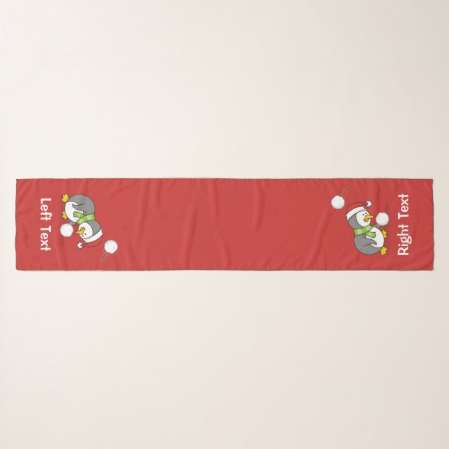 Christmas penguin getting a snow ball scarf (Front (Horizontal))