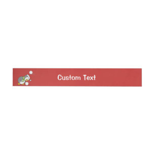 Christmas penguin getting a snow ball wrap around address label