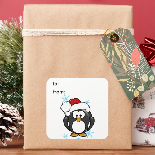 Christmas Penguin Gift Tag Sticker