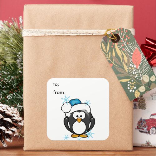 Christmas Penguin Gift Tag Sticker