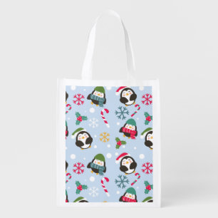 Christmas Penguin Grocery Bag