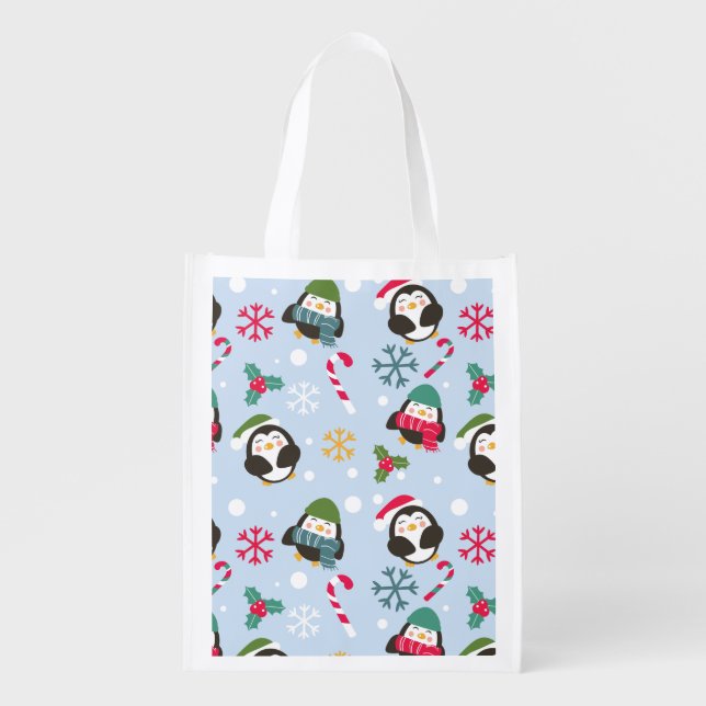 Christmas Penguin Grocery Bag (Front)