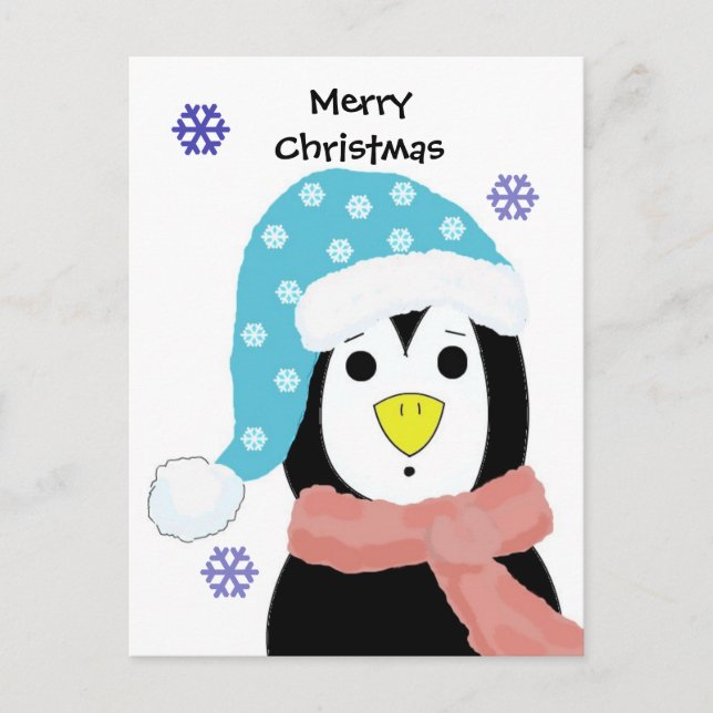 Christmas Penguin Holiday Postcard (Front)