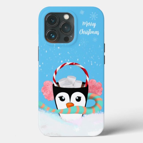 Christmas Penguin Hot Chocolate Merry Christmas iPhone 13 Pro Case