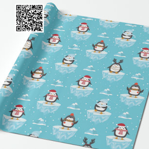 Christmas Penguin Ice Flow Pattern Wrapping Paper