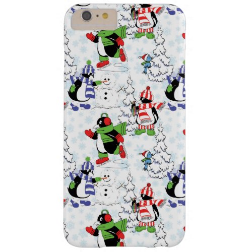 Christmas penguin ice skating barely there iPhone 6 plus case