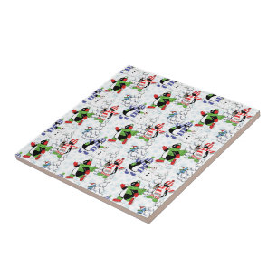 Christmas penguin ice skating ceramic tile