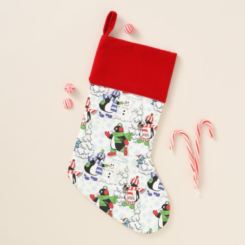 Christmas penguin ice skating christmas stocking