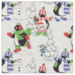Christmas penguin ice skating fabric