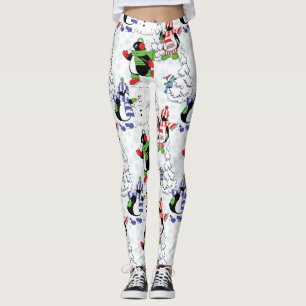 Christmas penguin ice skating leggings