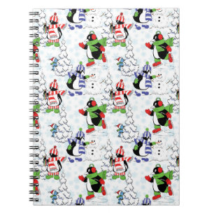 Christmas penguin ice skating notebook