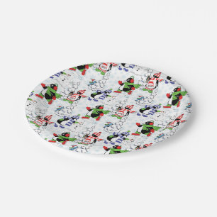 Christmas penguin ice skating paper plates