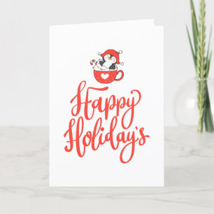 Christmas Penguin in a Cup Holiday Card