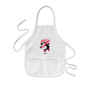 Christmas Penguin in a Hat and Scarf on Skates Kids' Apron