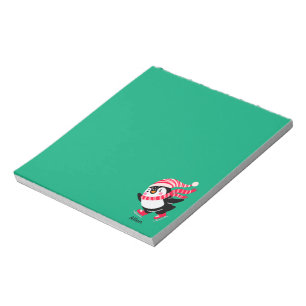 Christmas Penguin in a Hat and Scarf on Skates Notepad