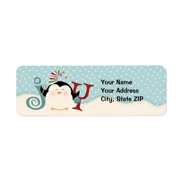 Christmas Penguin Joy Address Label (Front)