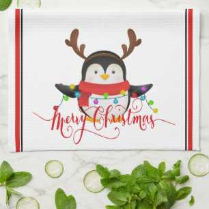 Christmas penguin kitchen towel