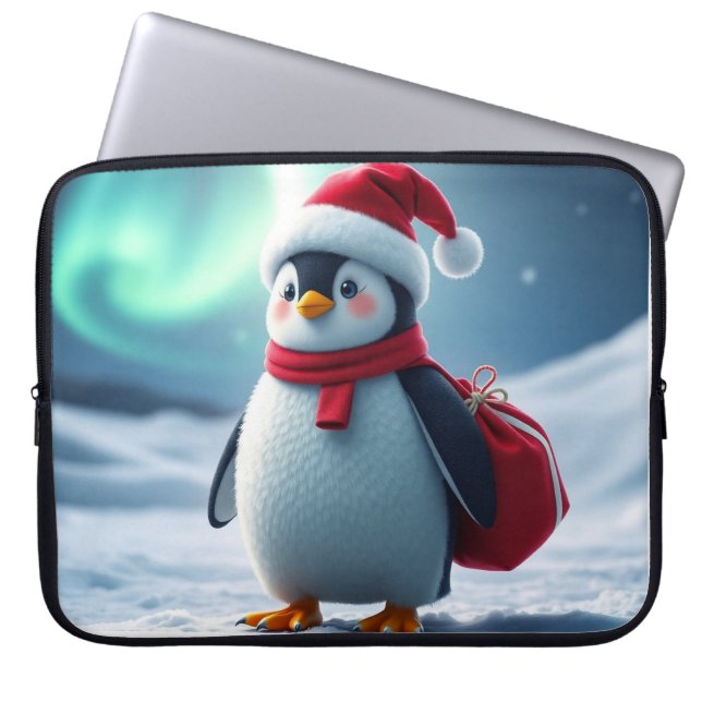 Christmas penguin laptop sleeve (Front)