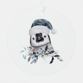 Christmas Penguin  Metal Ornament