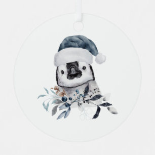 Christmas Penguin Metal Ornament