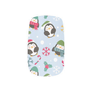 Christmas Penguin Minx Nail Art