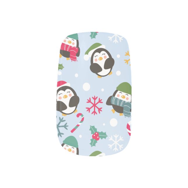 Christmas Penguin Minx Nail Art (Left Thumb)