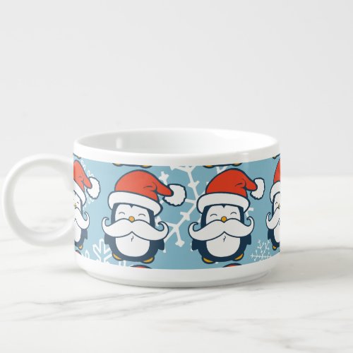Christmas Penguin Mustache Pattern Bowl