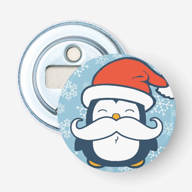 Christmas Penguin Mustache Trend Bottle Opener (Front)
