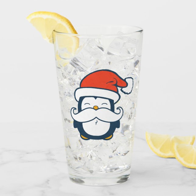 Christmas Penguin Mustache Trend Glass (Front Ice)