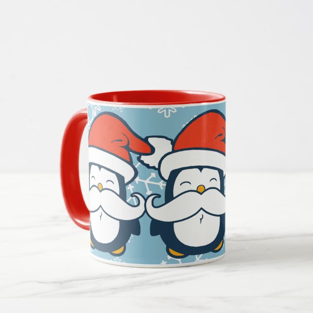 Christmas Penguin Mustache Trend Mug (Front Left)