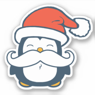 Christmas Penguin Mustache Vinyl Cut Sticker