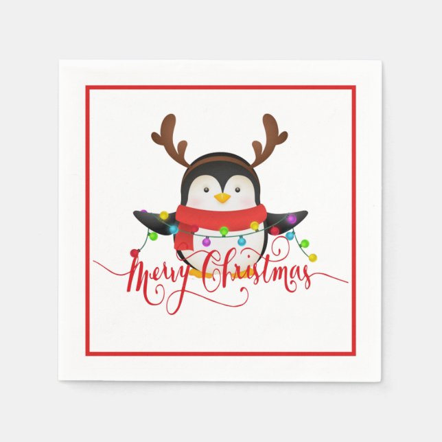 Christmas penguin   napkins (Front)