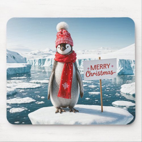 Christmas Penguin On An Iceberg Mouse Pad