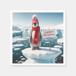 Christmas Penguin On An Iceberg Napkins