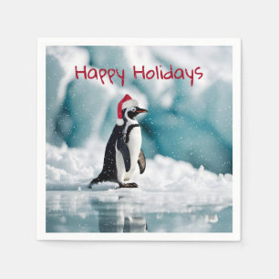 Christmas Penguin On Iceberg Napkins