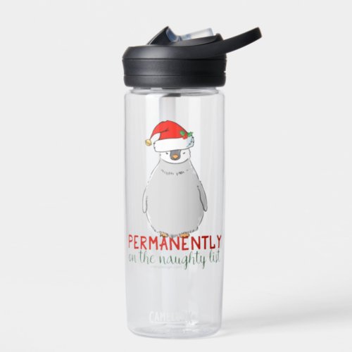 Christmas Penguin on The Naughty List Water Bottle