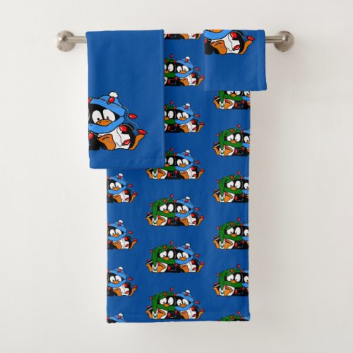 Christmas Penguin Pals Bath Towel Set