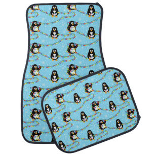 Christmas Penguin Pattern Car Floor Mat