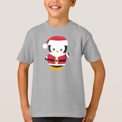 Christmas Penguin Penguin With Santa Hat Belt T_Shirt