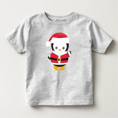 Christmas Penguin Penguin With Santa Hat Belt Toddler T_shirt