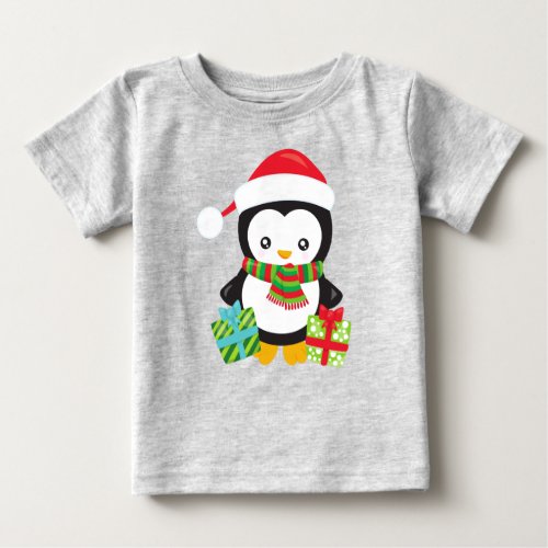 Christmas Penguin Penguin With Santa Hat Gifts Baby T_Shirt