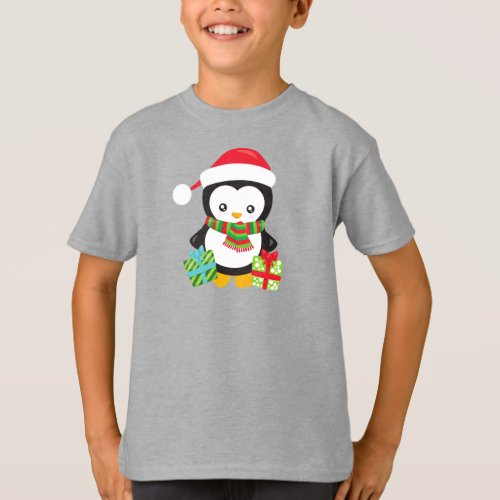 Christmas Penguin Penguin With Santa Hat Gifts T_Shirt