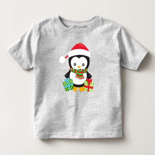 Christmas Penguin Penguin With Santa Hat Gifts Toddler T_shirt